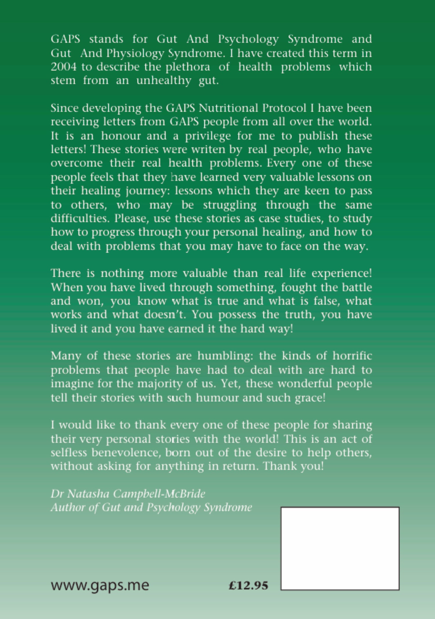GAPS Stories: Personal Accounts of Improvement and Recovery Through the GAPS Nutritional Protocol